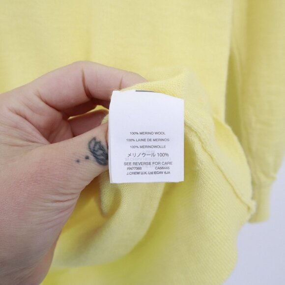 J. Crew‎ Merino Wool Sweater Womens PS Yellow Elevated Basic Preppy Academia - Picture 3 of 16